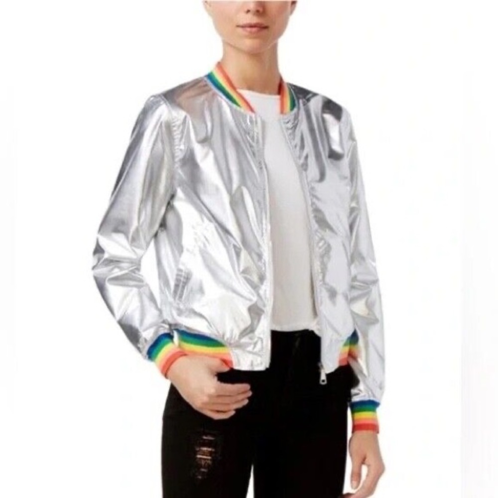 Brando Silver/Rainbow Bomber Jacket